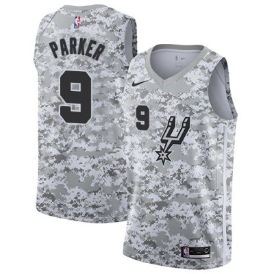 Nike San Antonio Spurs #9 Tony Parker White Camo NBA Swingman Earned Edition Jersey Men's